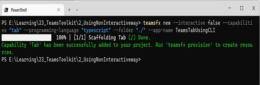 How to scaffold a new Teams Tab project